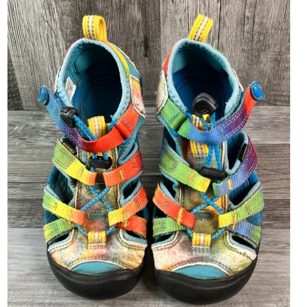 Keen Seacamp II CNX Kids 12 Rainbow Tie Dye Hybrid Sandals 1025133 Blue Multi